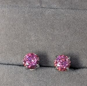 New Pink Lab Diamond Sterling Silver Stud Earrings 1.60 CT VVS1 Unheated Ethical